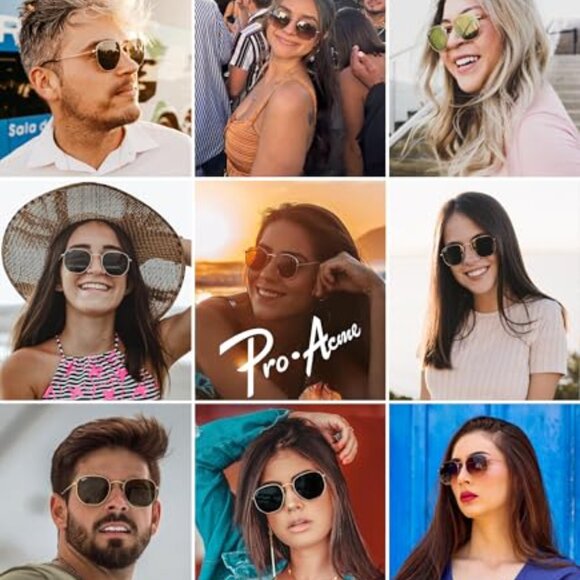 Small Square Sunglasses 100% Real Glass Lens Hexagonal Frame Unisex main image 6